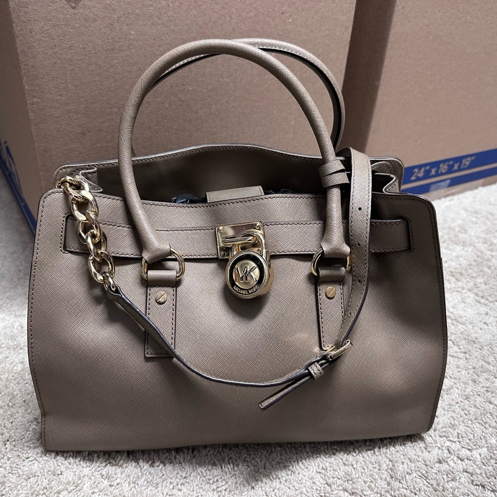 Michael Kors bag. Warm grey color.